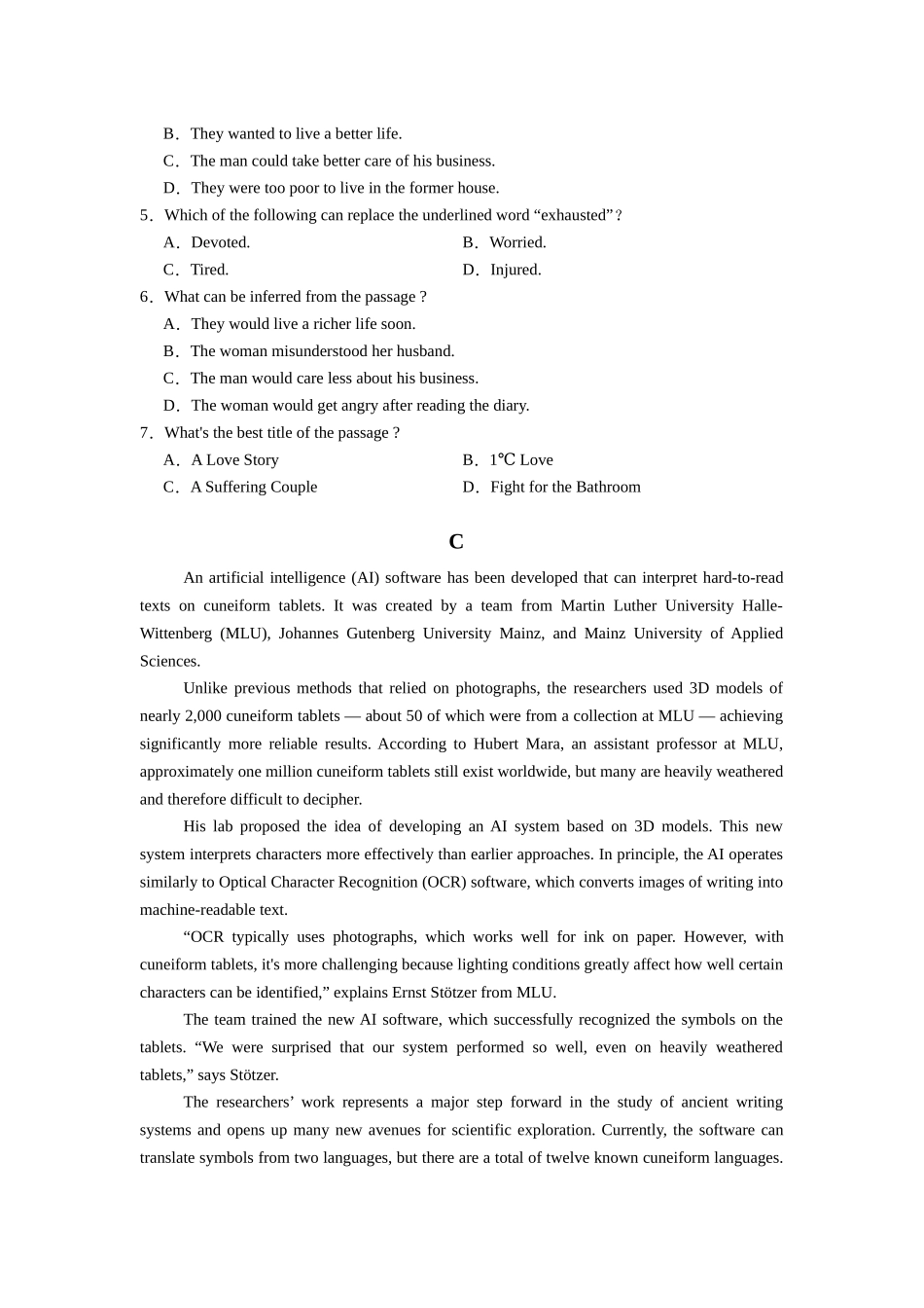 山西省运城市盐湖区运城中学2025-2026学年高一上学期11月期中英语英语试题.docx_第3页