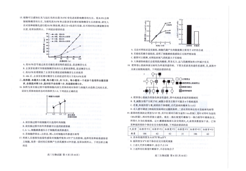 生物试卷()山东省泰安市2026届高三年级上学期11月期中教学质量检测考试(11.12-11.14).pdf_第3页