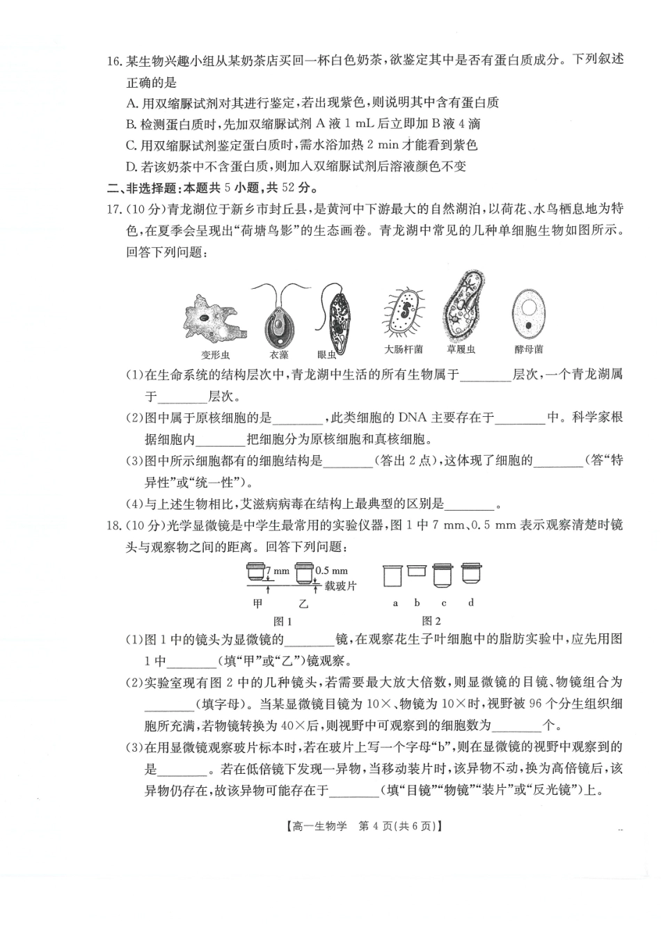 生物试卷(26-28A)【高一】河南省金太阳2025-2026年度上学期高一年级第一次联考（26-28A）（0.23-0.24）.pdf_第3页