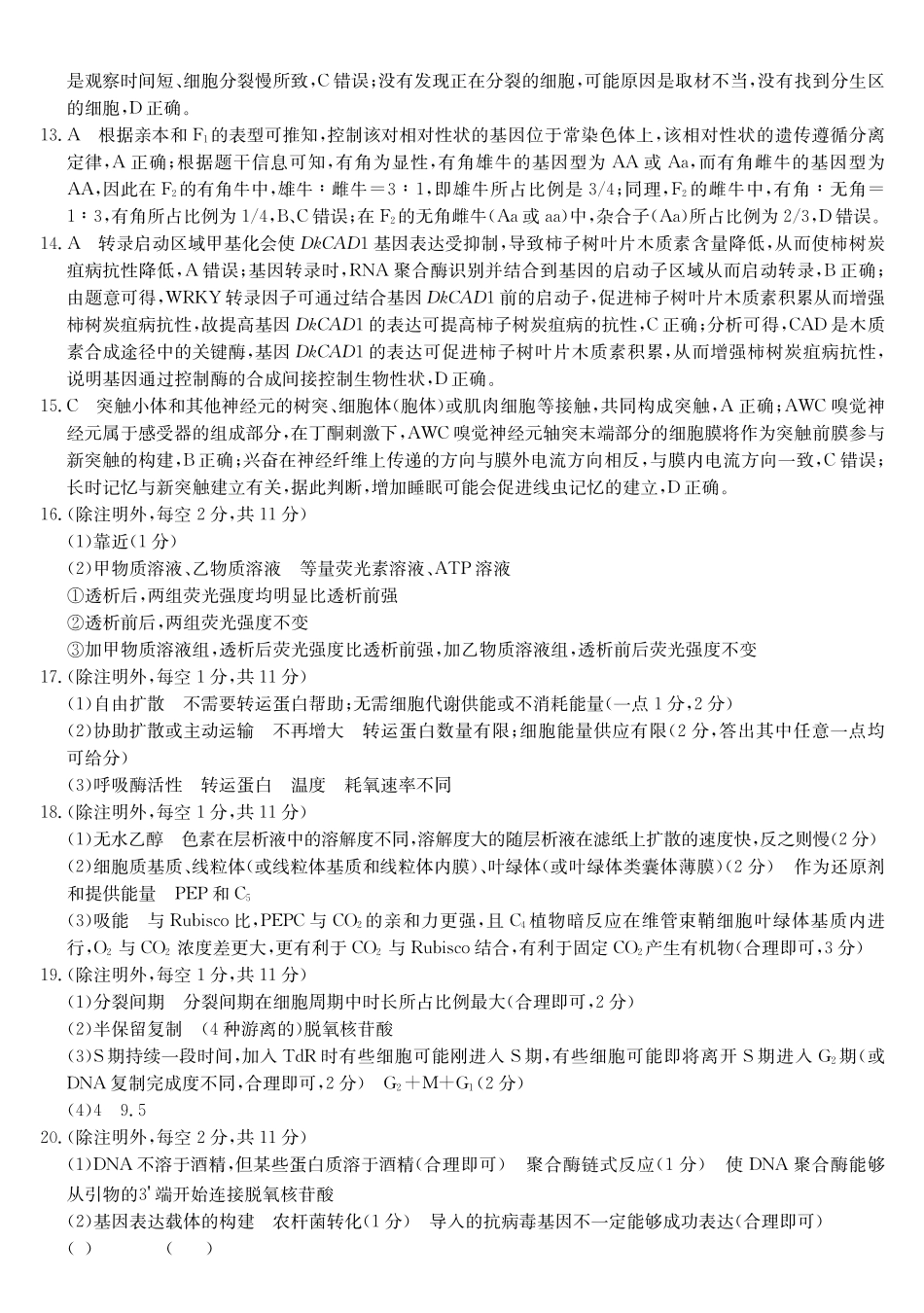 生物试卷(26-T-086C)(解析版)安徽省阜阳史太和中学2026届高三上学期第一次教学质量检测(26-T-086C)(0.20左右).pdf_第2页