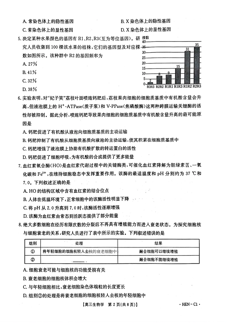 生物试卷(下班HEN-C1)河南省金太阳部分学校2026届高三年级11月大联考暨期中联考(下标HEN-C1)(1.13-11.14).pdf_第2页