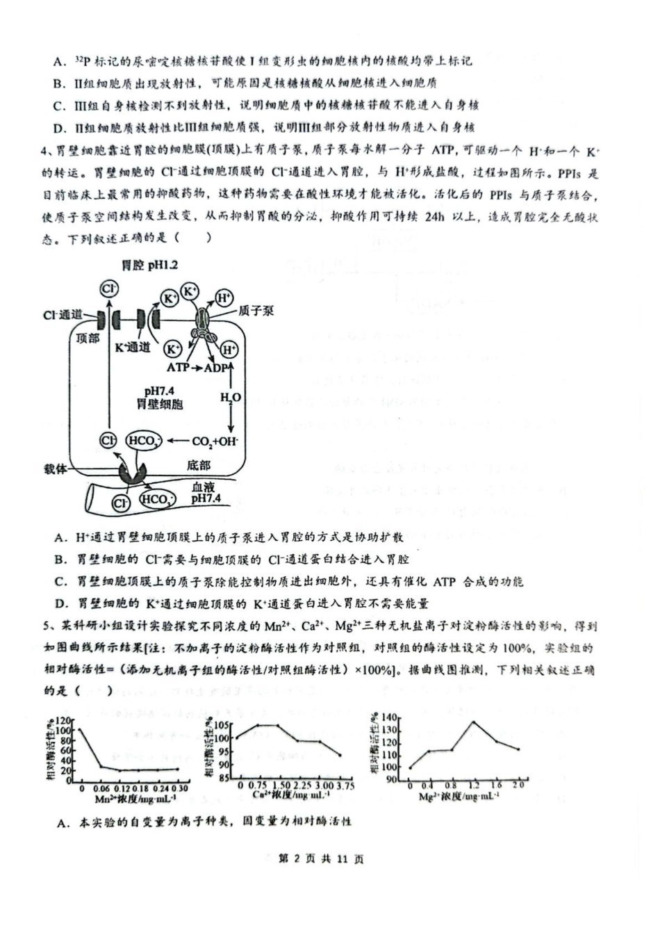 生物试卷【旧高考卷】新疆乌鲁木齐市第一中学2025--2026学年第一学期2026届高三年级第二次月考(0.20左右).pdf_第2页