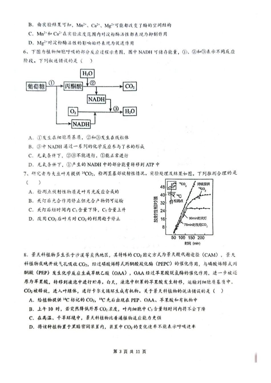 生物试卷【旧高考卷】新疆乌鲁木齐市第一中学2025--2026学年第一学期2026届高三年级第二次月考(0.20左右).pdf_第3页