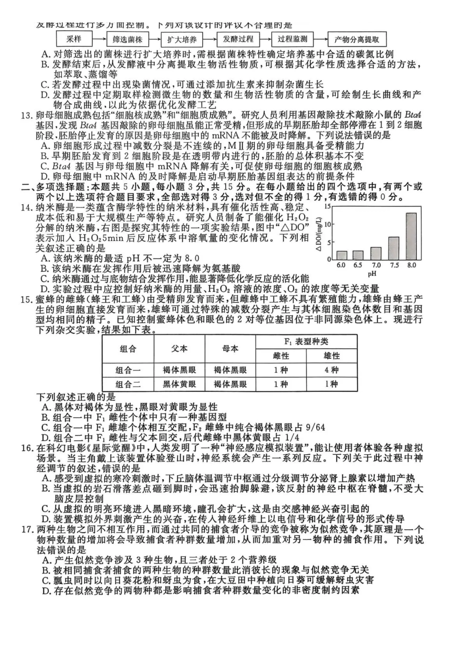生物试卷+答案河北省沧州市四校联考2025-2026学年高三上学期月期中考试暨2026新高考单科模拟综合卷(二)(.3-.4).pdf_第3页