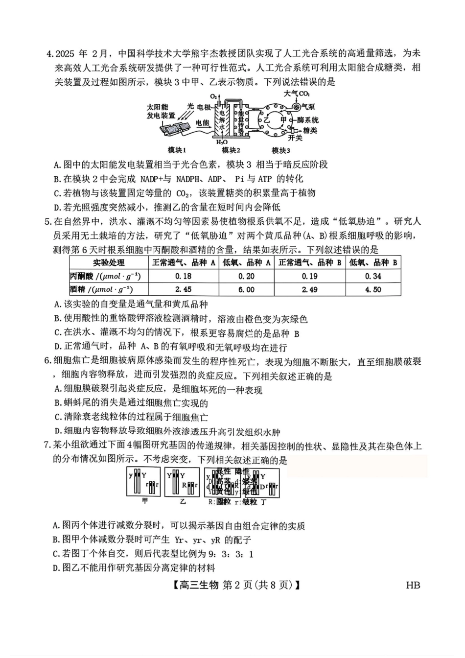 生物试卷+答案河北省金科新未来大联考2026届高三11月质量检测(下标HB(11.13-11.14).pdf_第2页