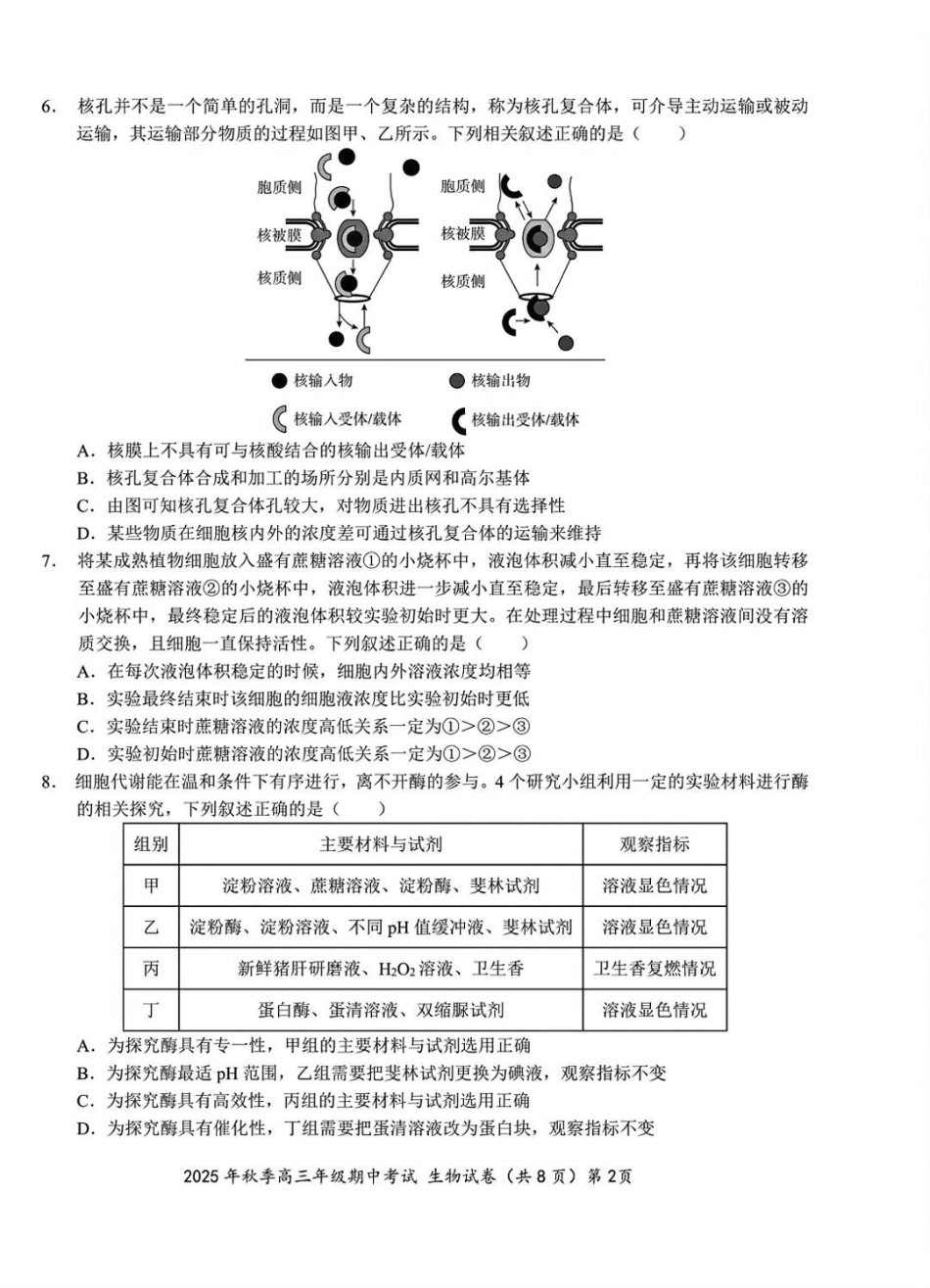 生物试卷湖北省鄂东南教育联盟2025年秋季高三年级期中考试(.3-.4).pdf_第2页