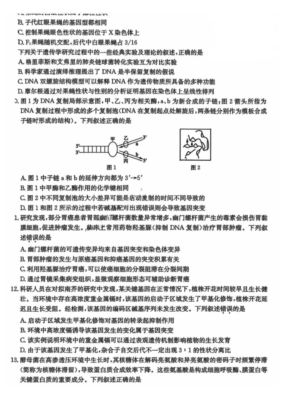 生物试卷山西省卓越联盟2025-2026学年高三月期中质量检测卷(26-X-29C)(.6-.7).pdf_第3页