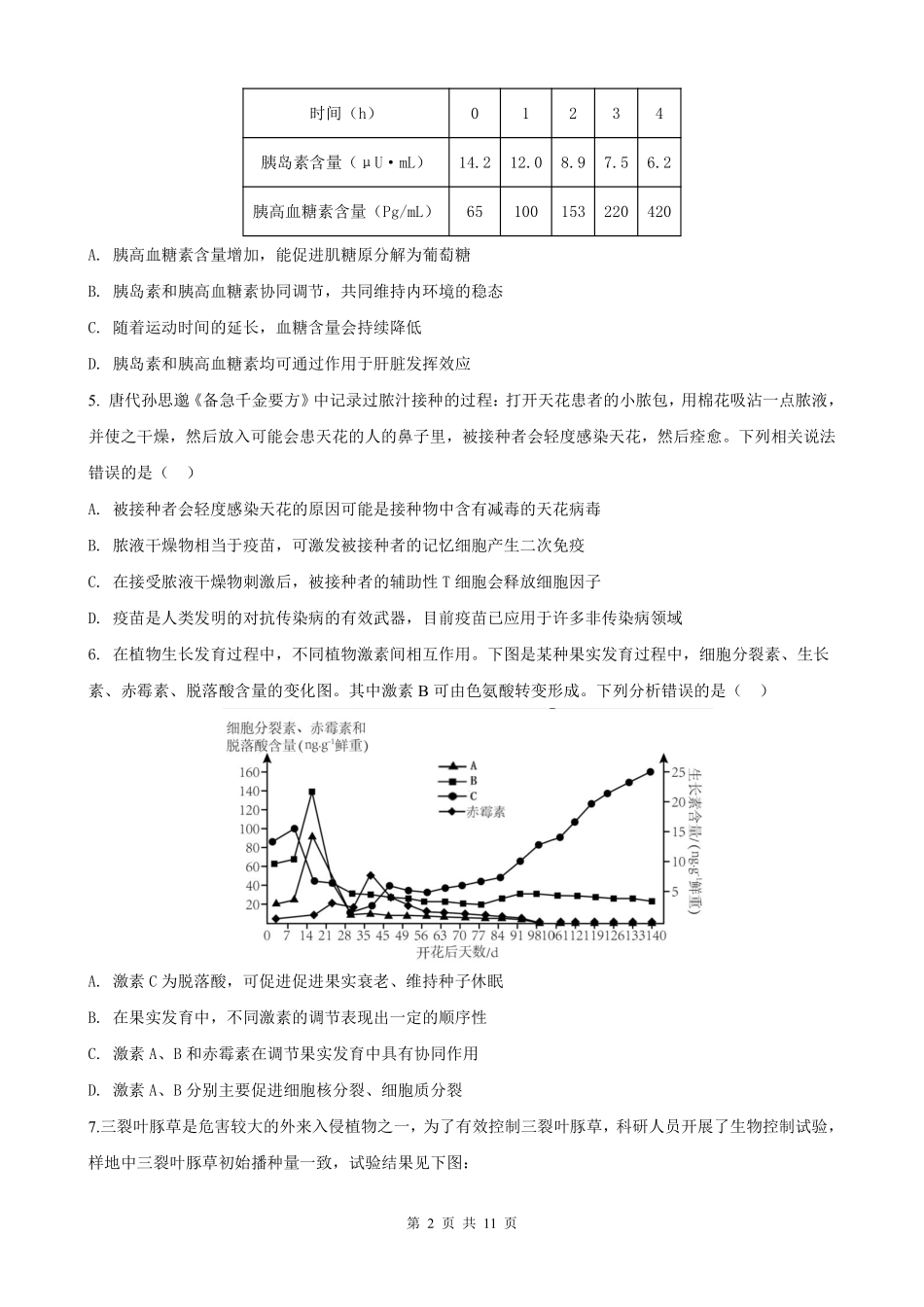 生物试题卷安徽省合肥市普通高中六校联盟2024-2025学年第二学期高二年级7月期末联考(7.6-7.7).pdf_第2页