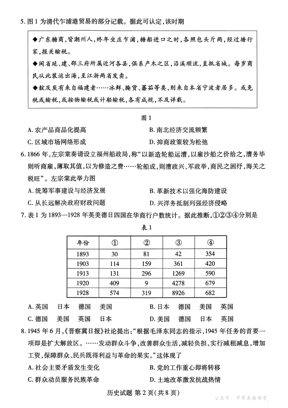 潍坊市2026届高三上学期11月阶段性诊断监测历史.pdf_第2页