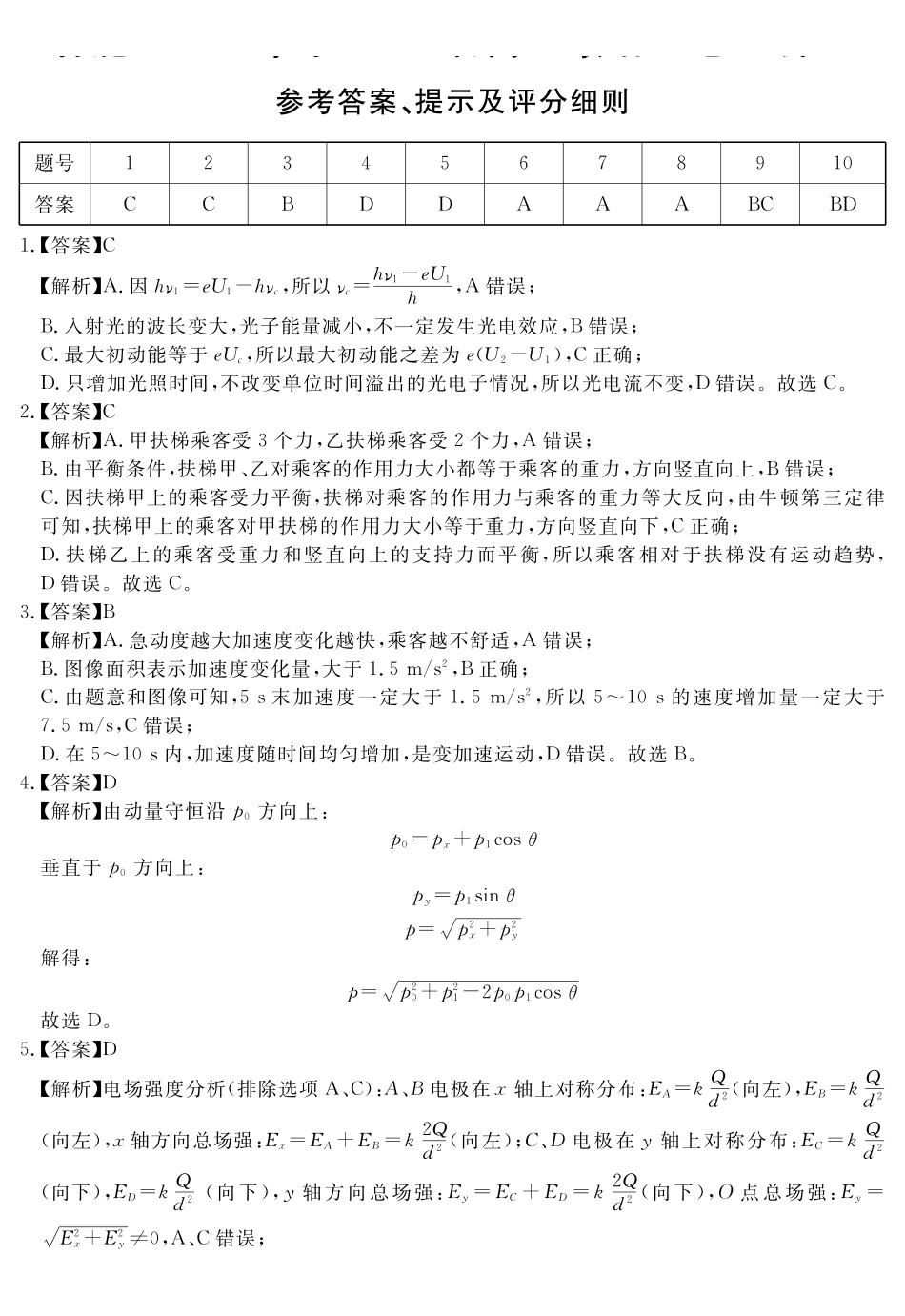 物理试卷（超清原版）答案【Top35强校】安徽省合肥一六八中学2025届高三最后一卷（耀正（优+）文化）(5.29-5.30).pdf_第1页