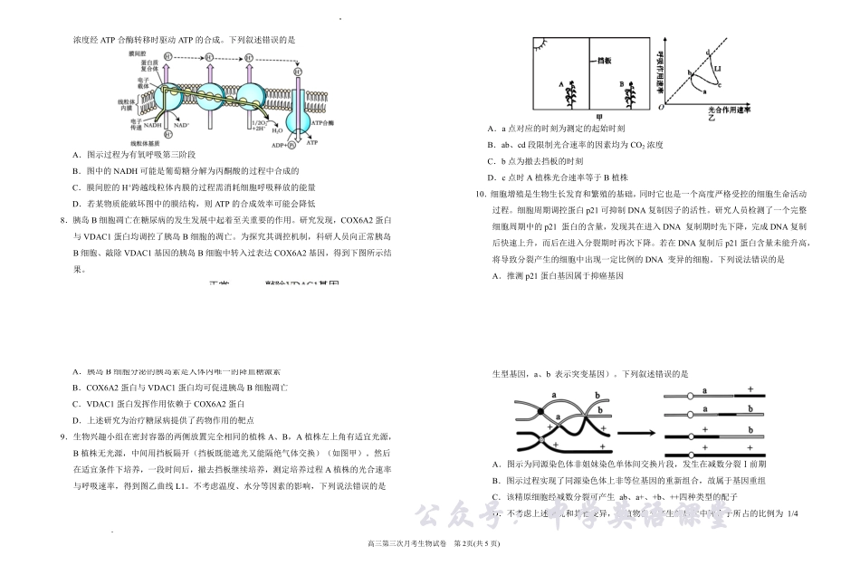 银川一中2026届高三年级第三次月考生物+答案.pdf_第2页