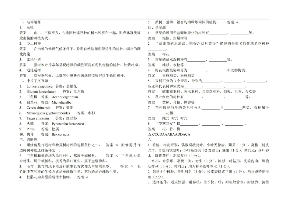 园林树木学四套试题及答案.pdf_第1页