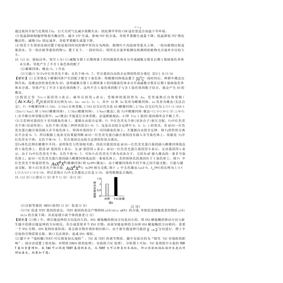 长郡中学2026届高三月考试卷（三）生物答案().pdf_第3页