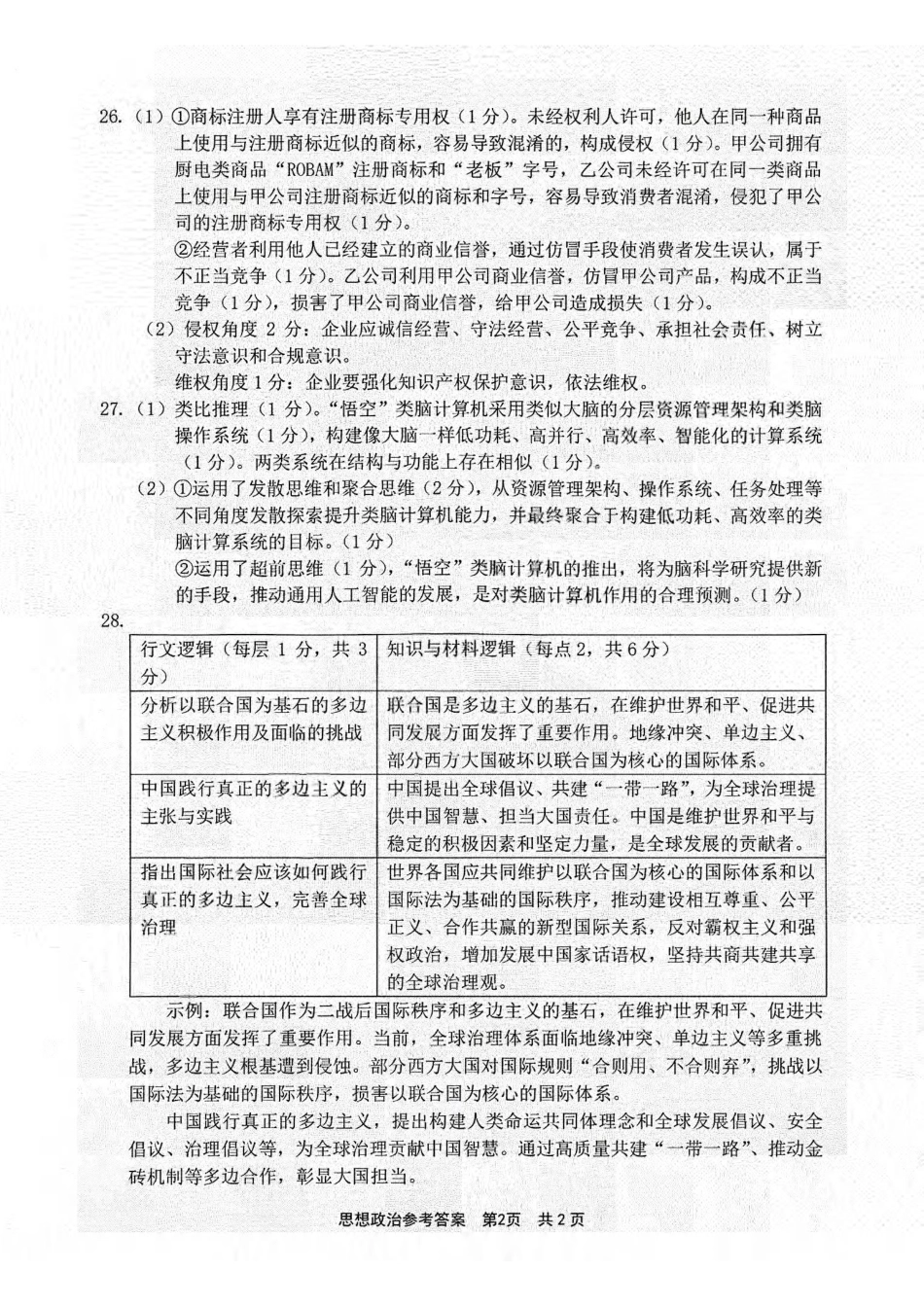 政治试卷答案浙江省宁波市2025学年第一学期高考模拟考试(宁波一模)(.5-.7).pdf_第2页