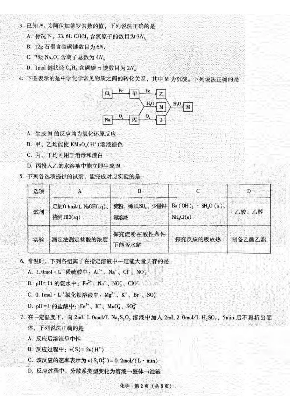 重庆市第一中学校2024-2025学年高三上学期月半期（期中）考试化学试题.pdf_第2页