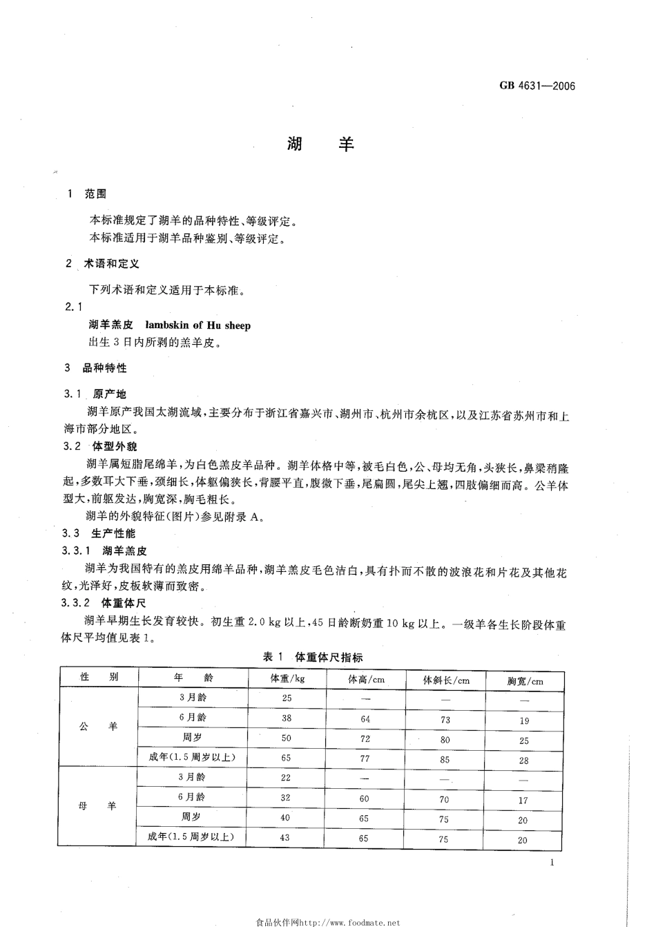 GBT 4631-2006 湖羊.pdf_第3页