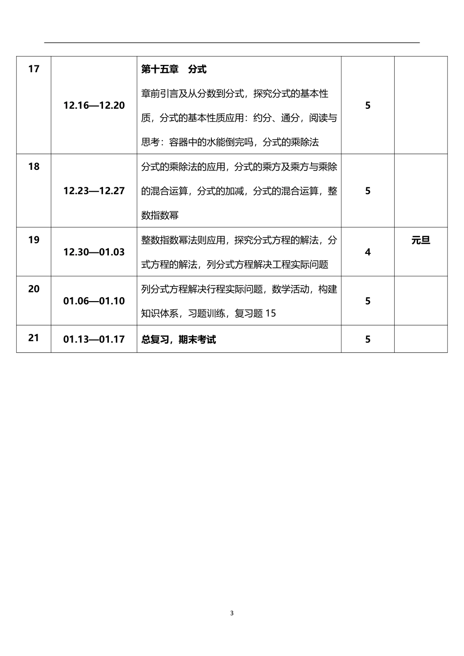 2026-2027学年度第一学期人教版初中数学八年级上册教学进度表.pdf_第3页