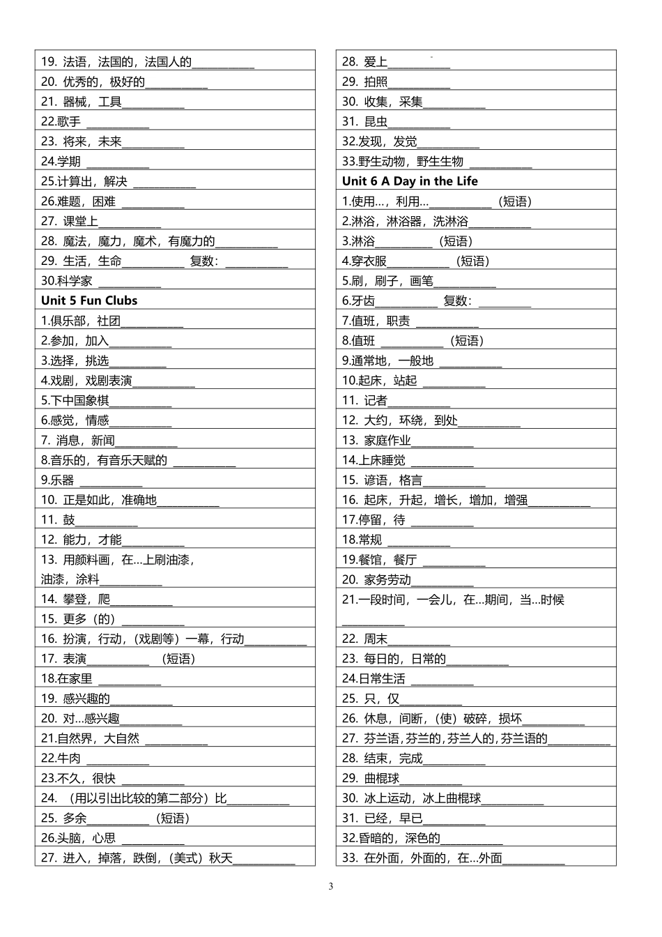 2025年新人教版七年级英语上册单词短语默写.pdf_第3页