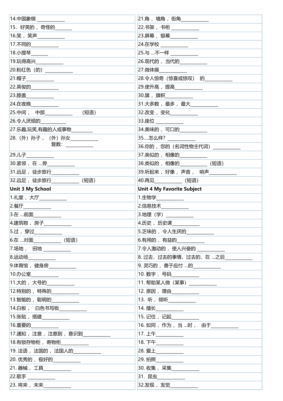 2025年新人教版七年级英语上册单词短语默写.xlsx_第2页