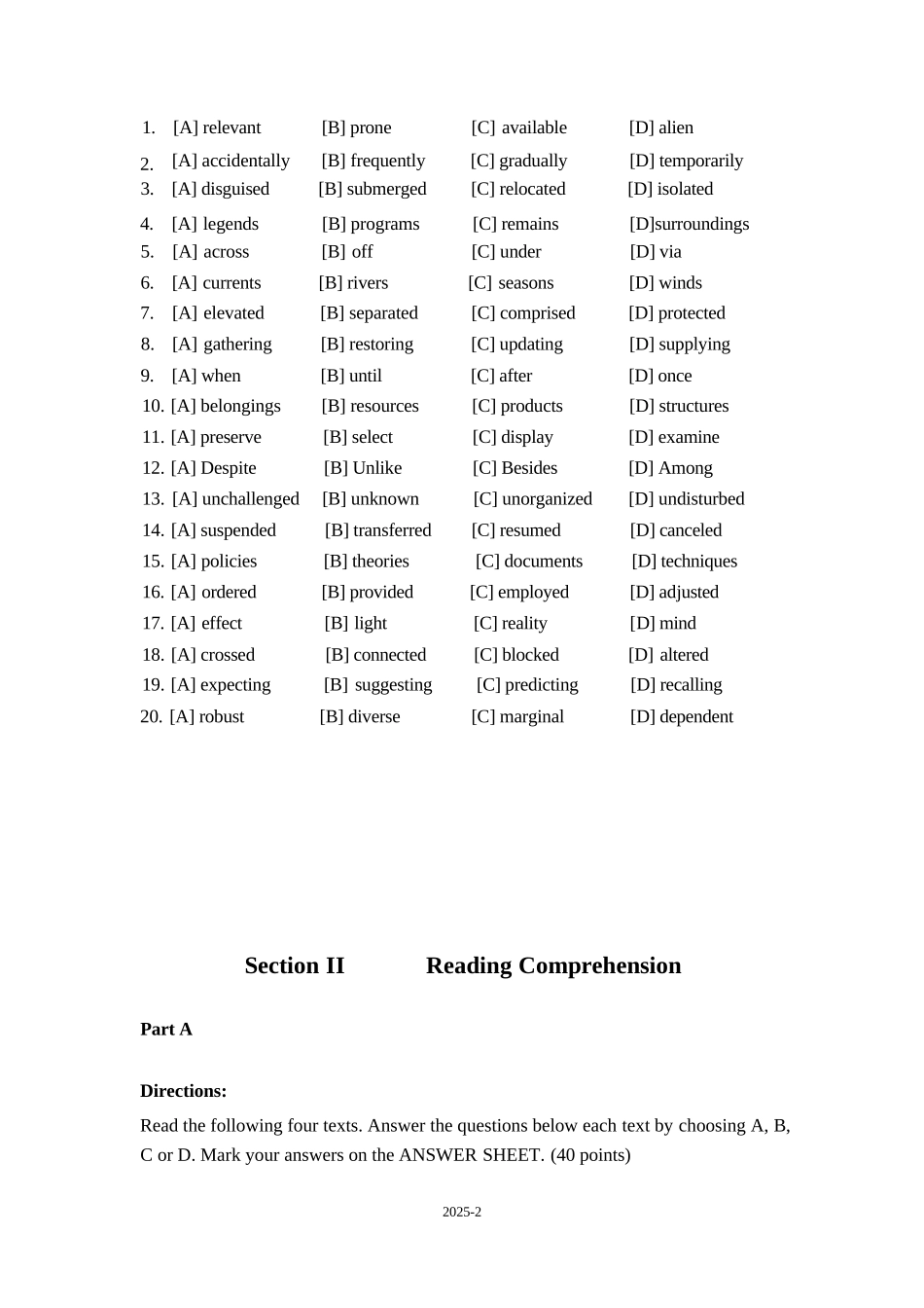 2025年考研英语一真题及参考答案.docx_第2页