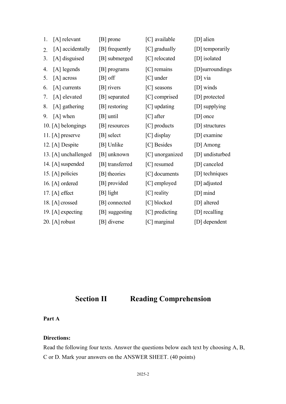 2025年考研英语一真题及参考答案.pdf_第2页