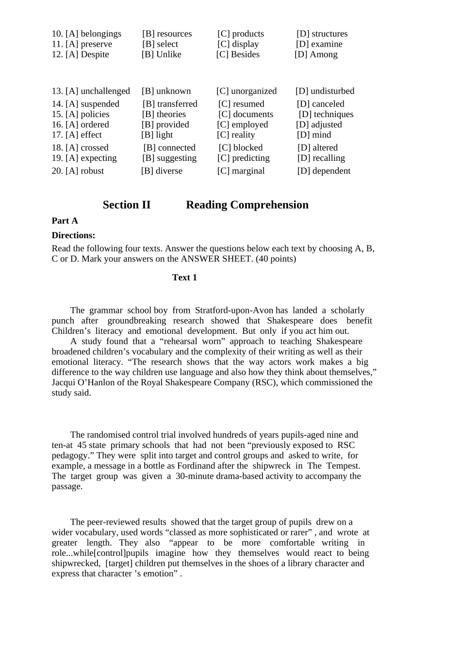 2025年考研英语一真题及参考答案.xlsx_第2页