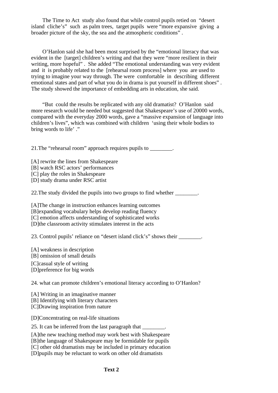 2025年考研英语一真题及参考答案.xlsx_第3页