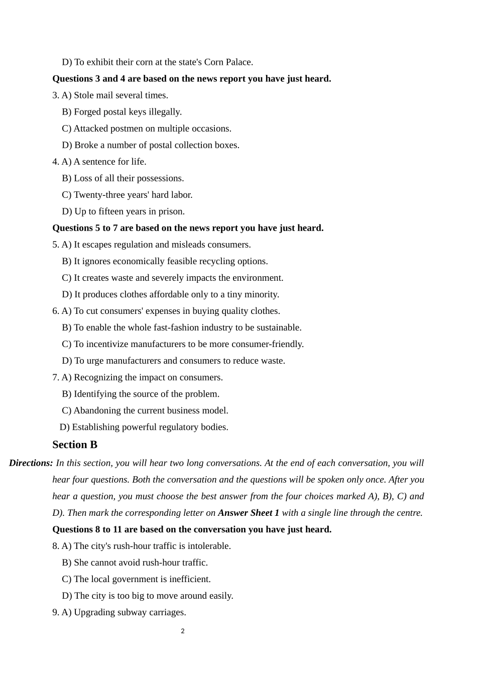 2025年6月大学英语四级考试真题(第1套).docx_第2页