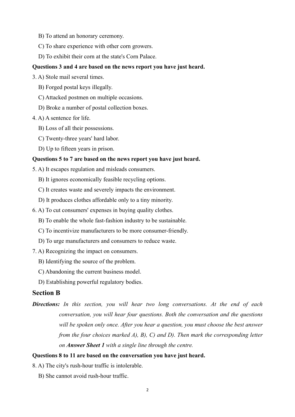 2025年6月大学英语四级考试真题(第1套).pdf_第2页