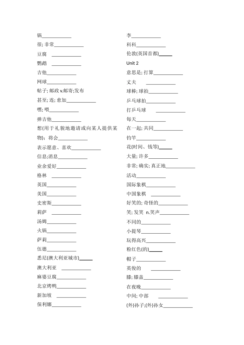 2024年秋最新人教版七年级上册英语单词默写版.docx_第2页