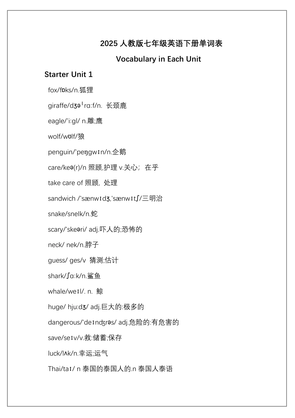 2025人教版七年级英语下册单词表.pdf_第1页