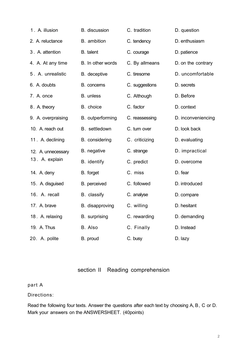 2025年考研英语二真题（含答题卡）.pdf_第2页