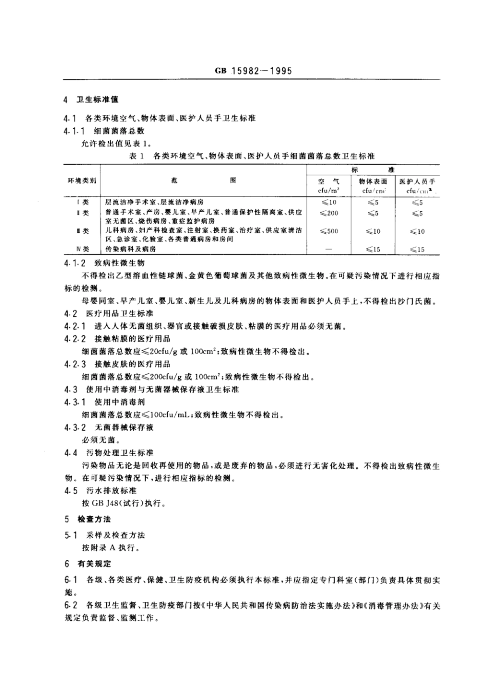 GB 15982-1995 医院消毒卫生标准.pdf_第2页