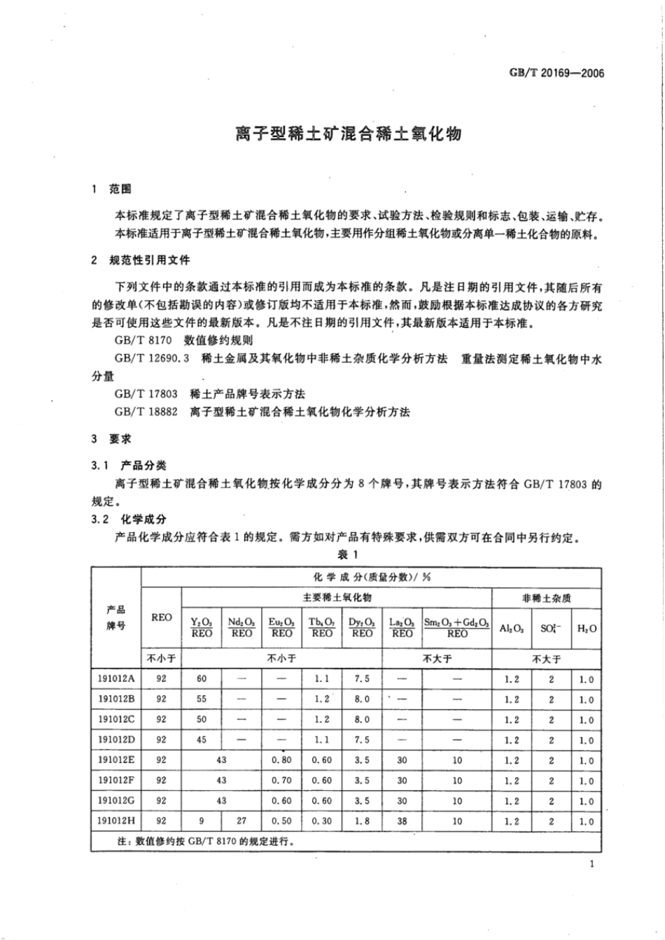 GBT 20169-2006 离子型稀土矿混合稀土氧化物.pdf_第3页