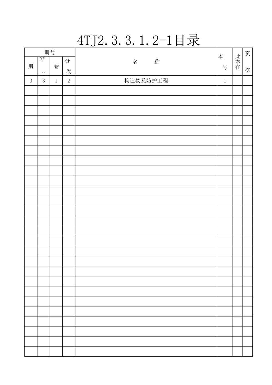 2025年工程资料模板：册 目录.xls_第3页