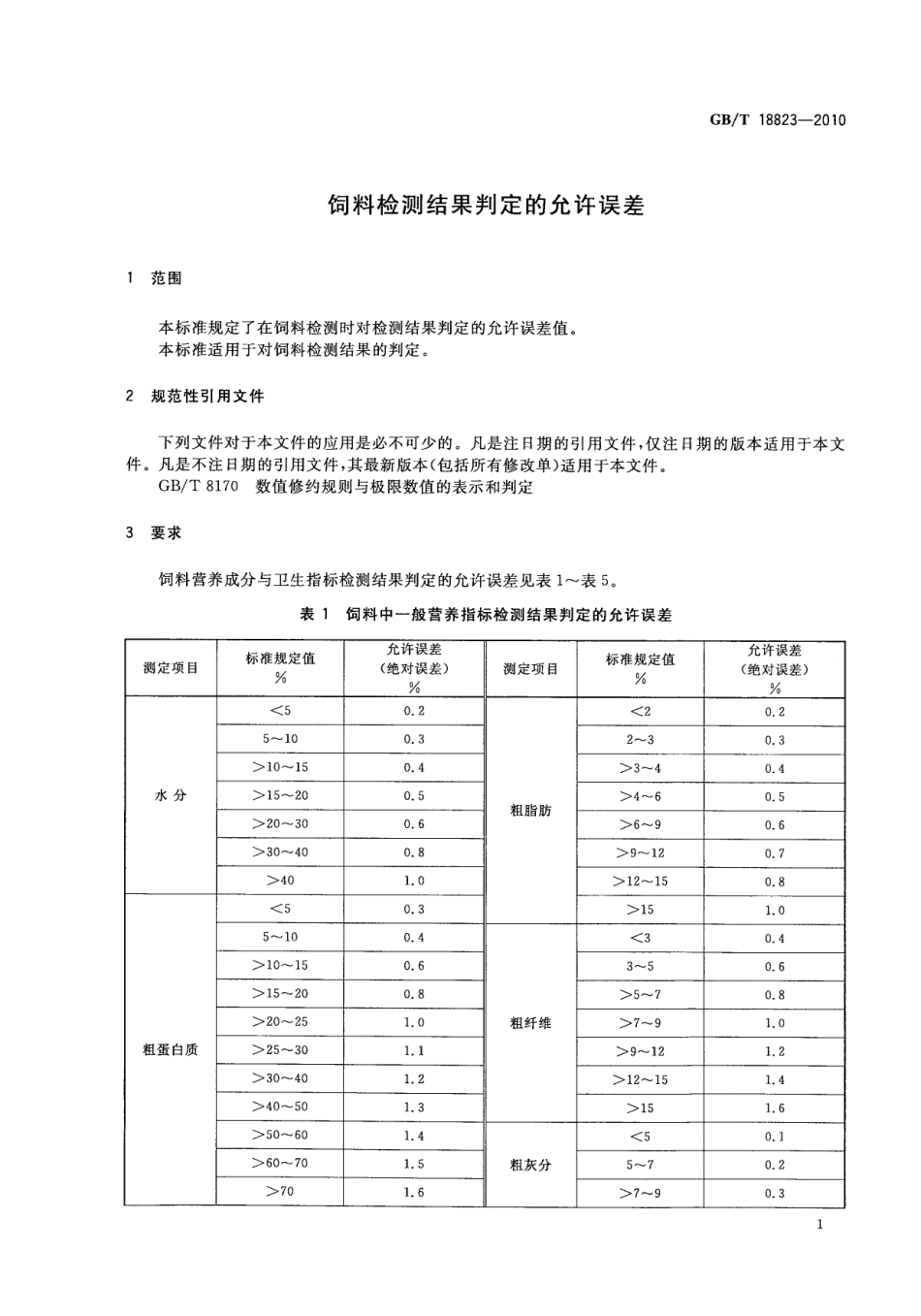 GBT 18823-2010 饲料检测结果判定的允许误差.pdf_第3页