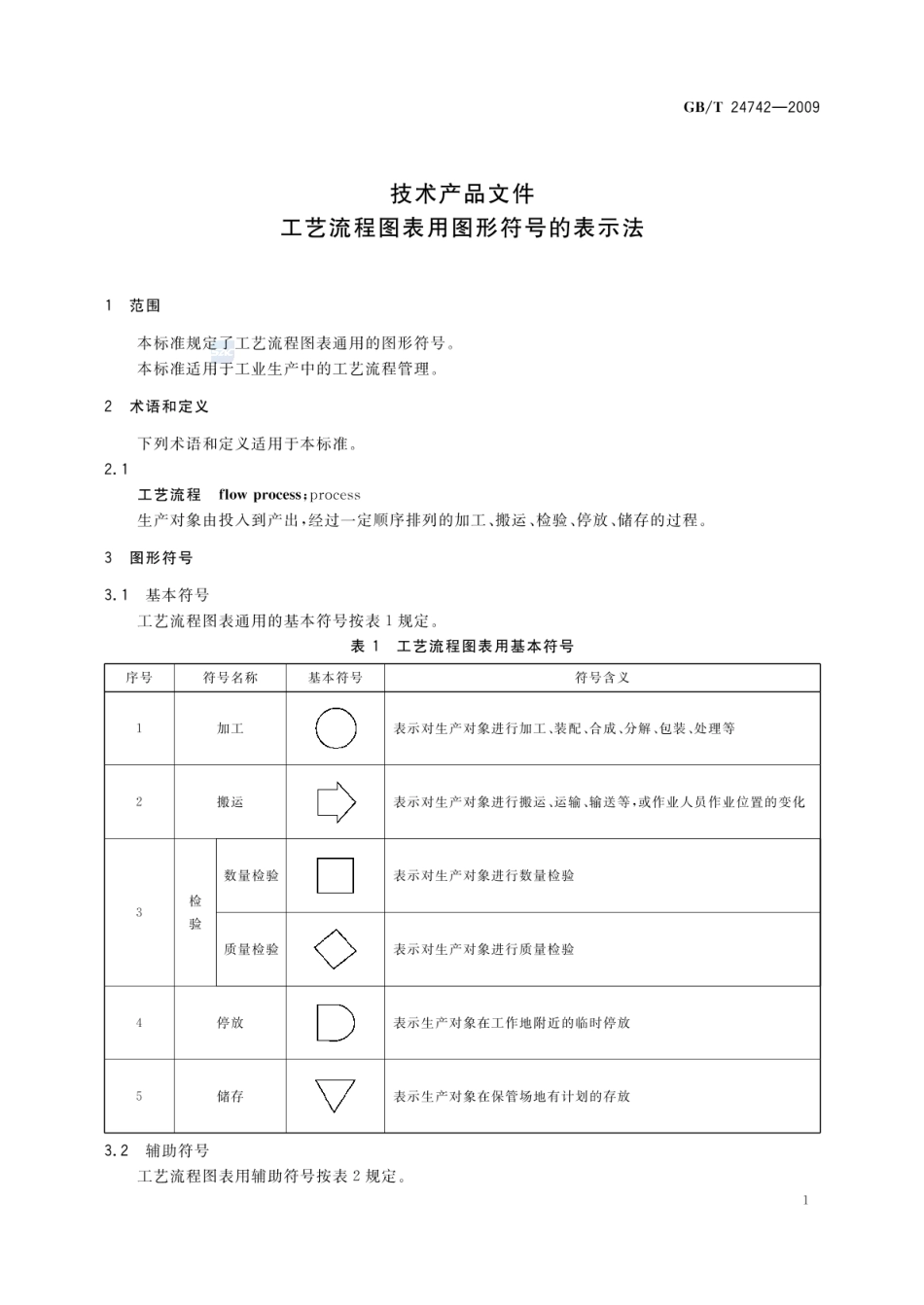 GBT 24742-2009 技术产品文件 工艺流程图表用图形符号的表示法.pdf_第3页