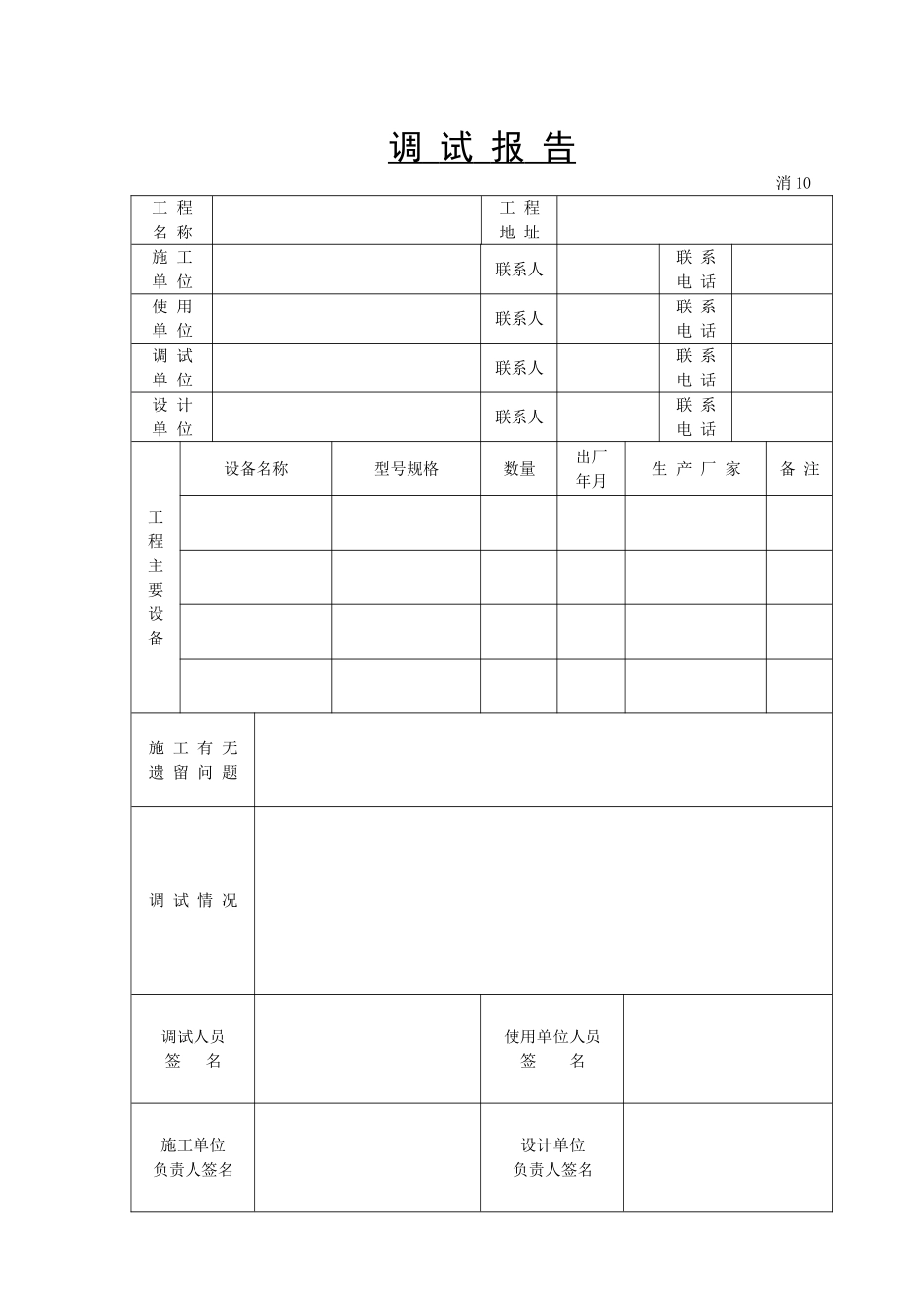2025年工程资料模板:调试报告.doc_第1页