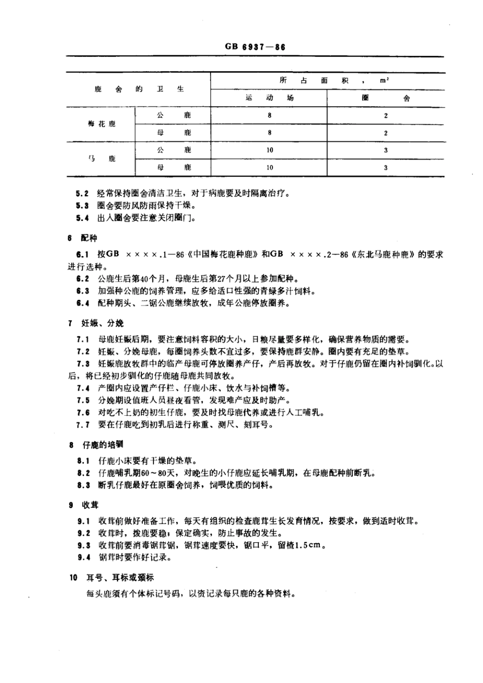 GB 6937-1986 中国梅花鹿和东北马鹿的饲养管理技术规程.pdf_第2页