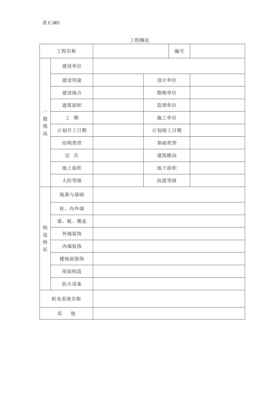 2025年工程资料模板：工程概况.doc_第1页