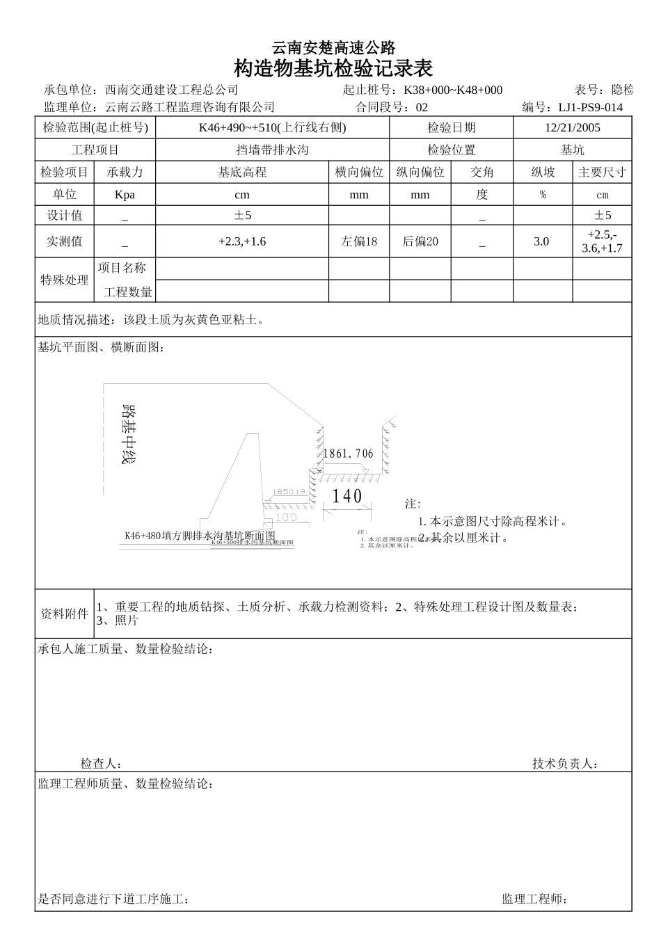 2025年工程资料模板：基坑检查1.xls_第1页