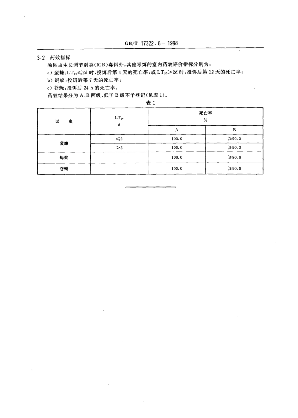 GBT 17322.8-1998 农药 登记卫生用杀虫剂的室内药效评价 毒饵.pdf_第3页