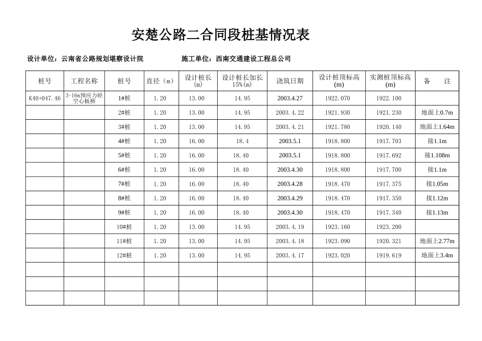 2025年工程资料模板：检桩情况表.xls_第1页