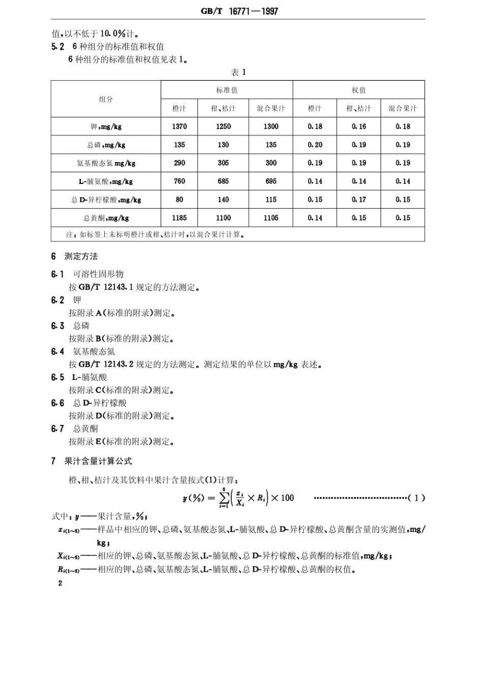 GBT 16771-1997 橙、柑、桔汁及其饮料中果汁含量的测定.pdf_第3页
