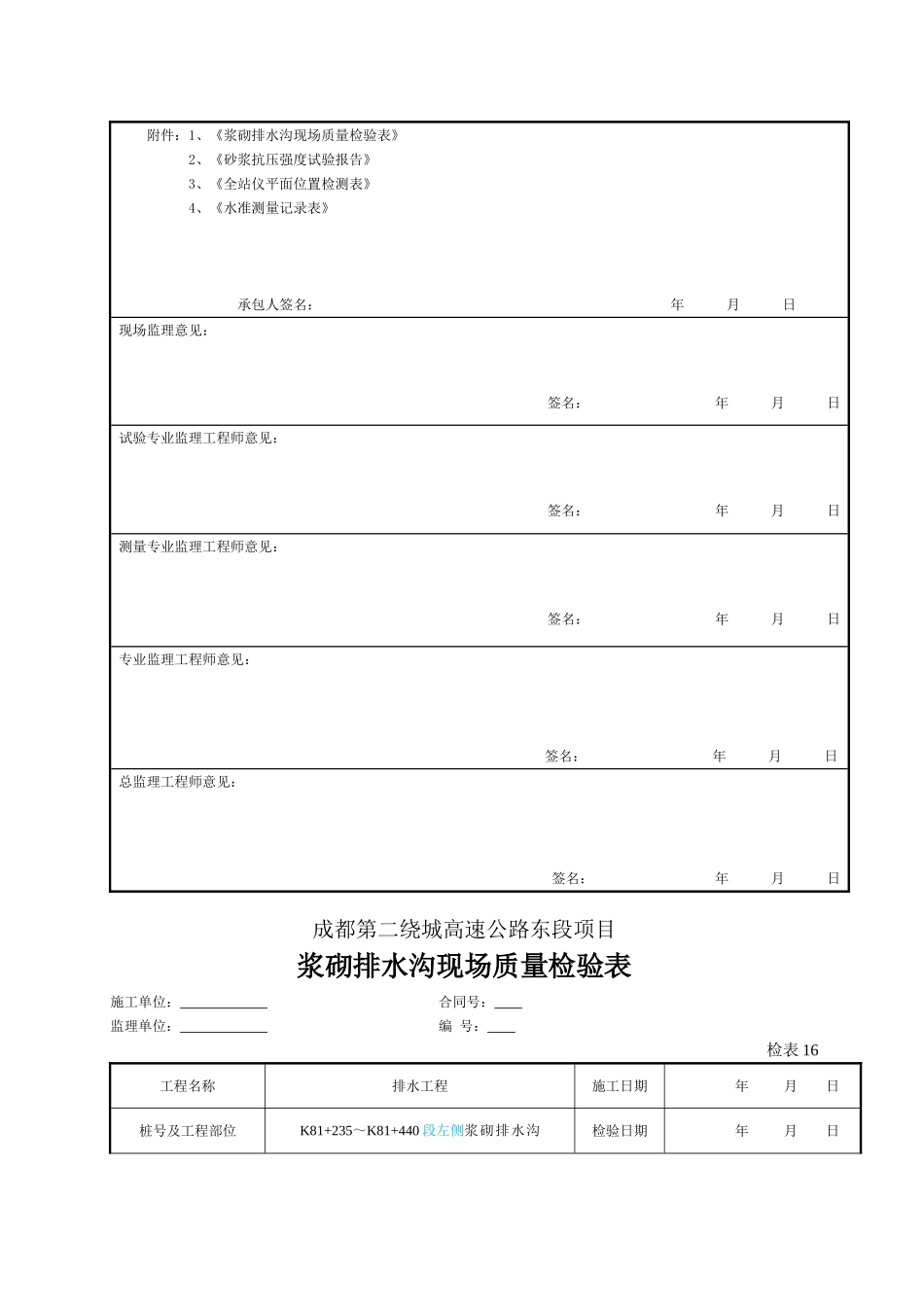 2025年工程资料模板：浆砌排水沟.doc_第2页