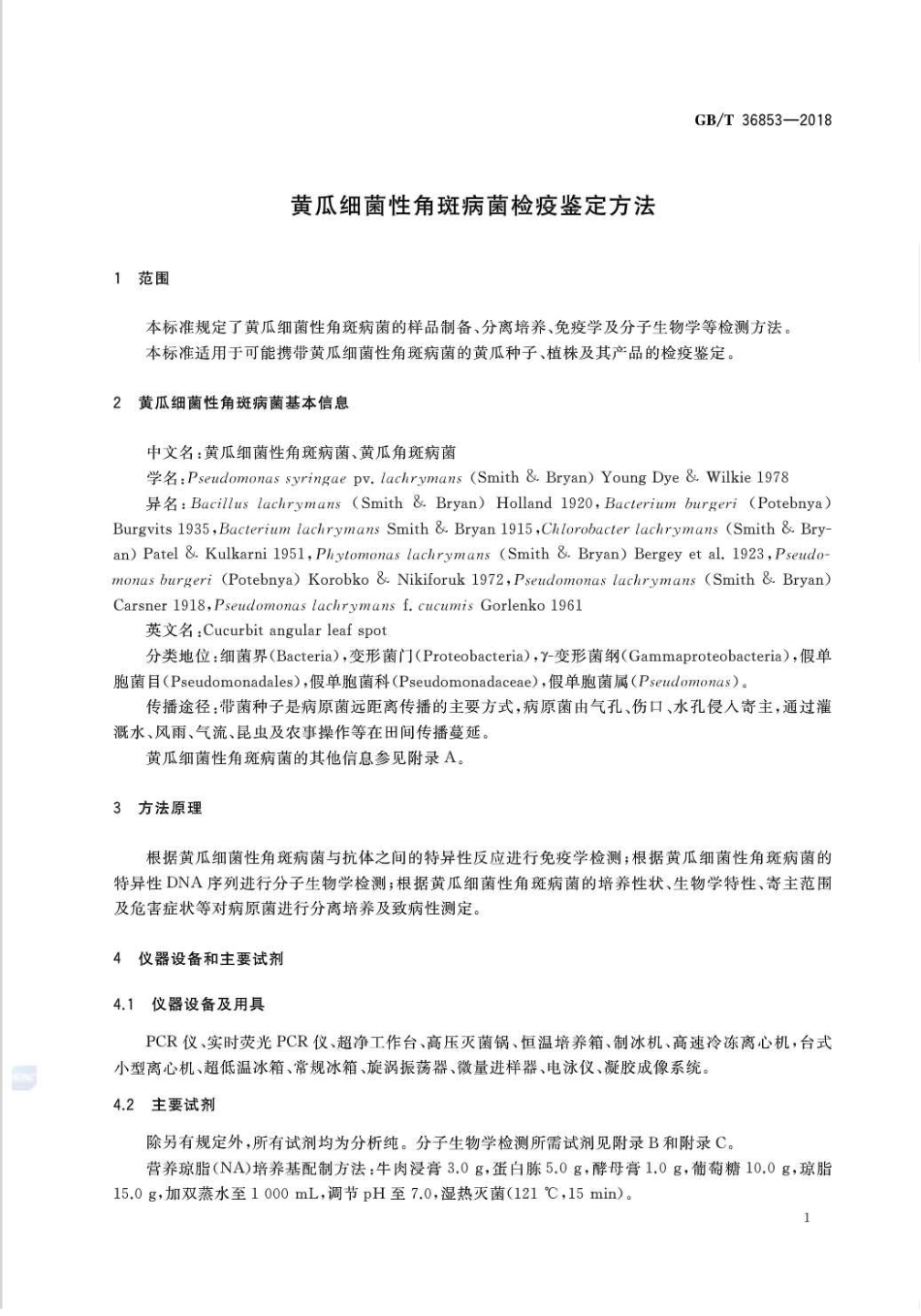 GBT 36853-2018 黄瓜细菌性角斑病菌检疫鉴定方法.pdf_第3页