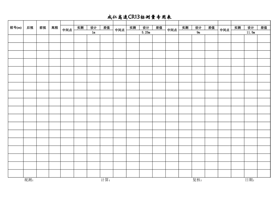 2025年工程资料模板:精平水准表.xls_第1页