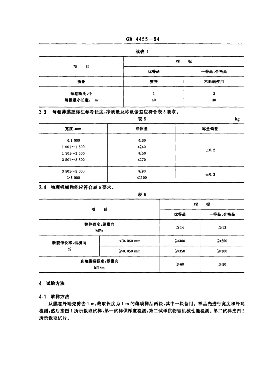 GB 4455-1994 农业用聚乙烯吹塑薄膜.pdf_第3页