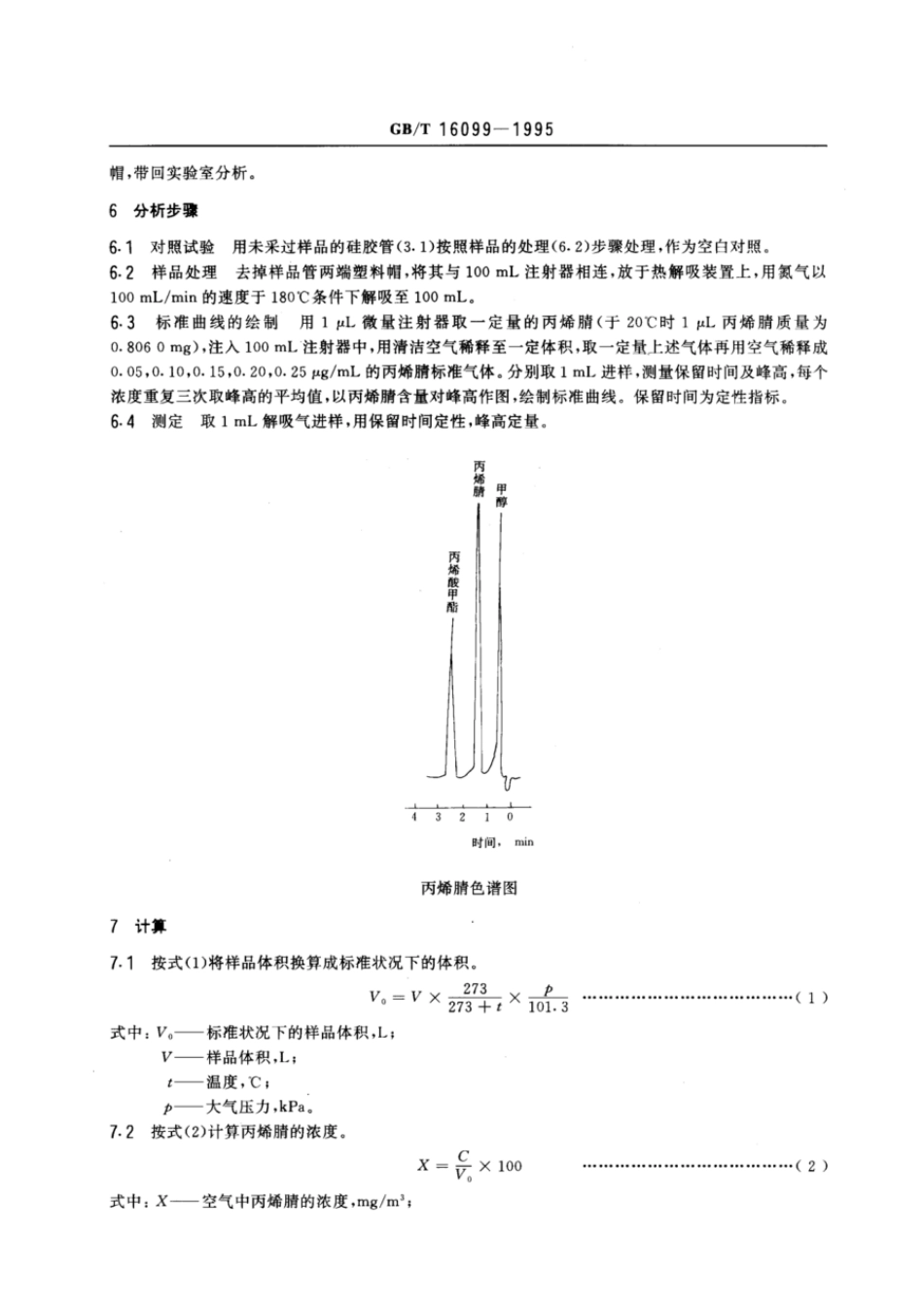 GBT 16099-1995 车间空气中丙烯腈的热解吸气相色谱测定方法.pdf_第2页