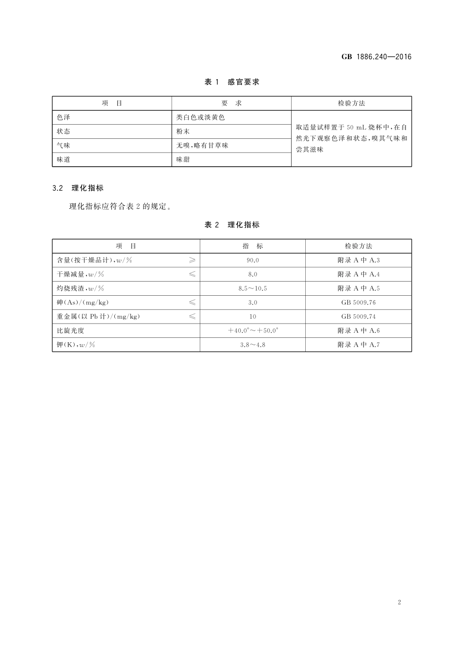 GB 1886.240-2016 食品安全国家标准 食品添加剂 甘草酸一钾.pdf_第3页